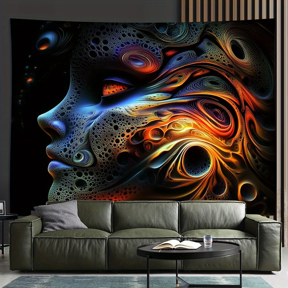 Dreamy human profile face Digital printing polyester wall hanging tapestry decorative Living bedrooms Office background gift