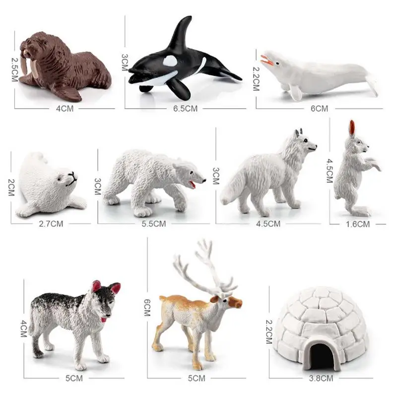 Mini Sea Creature Toys Bear Animal Figurines Realistic Arctic Animal Model 10 Pcs For Kids Birthday Christmas Gift