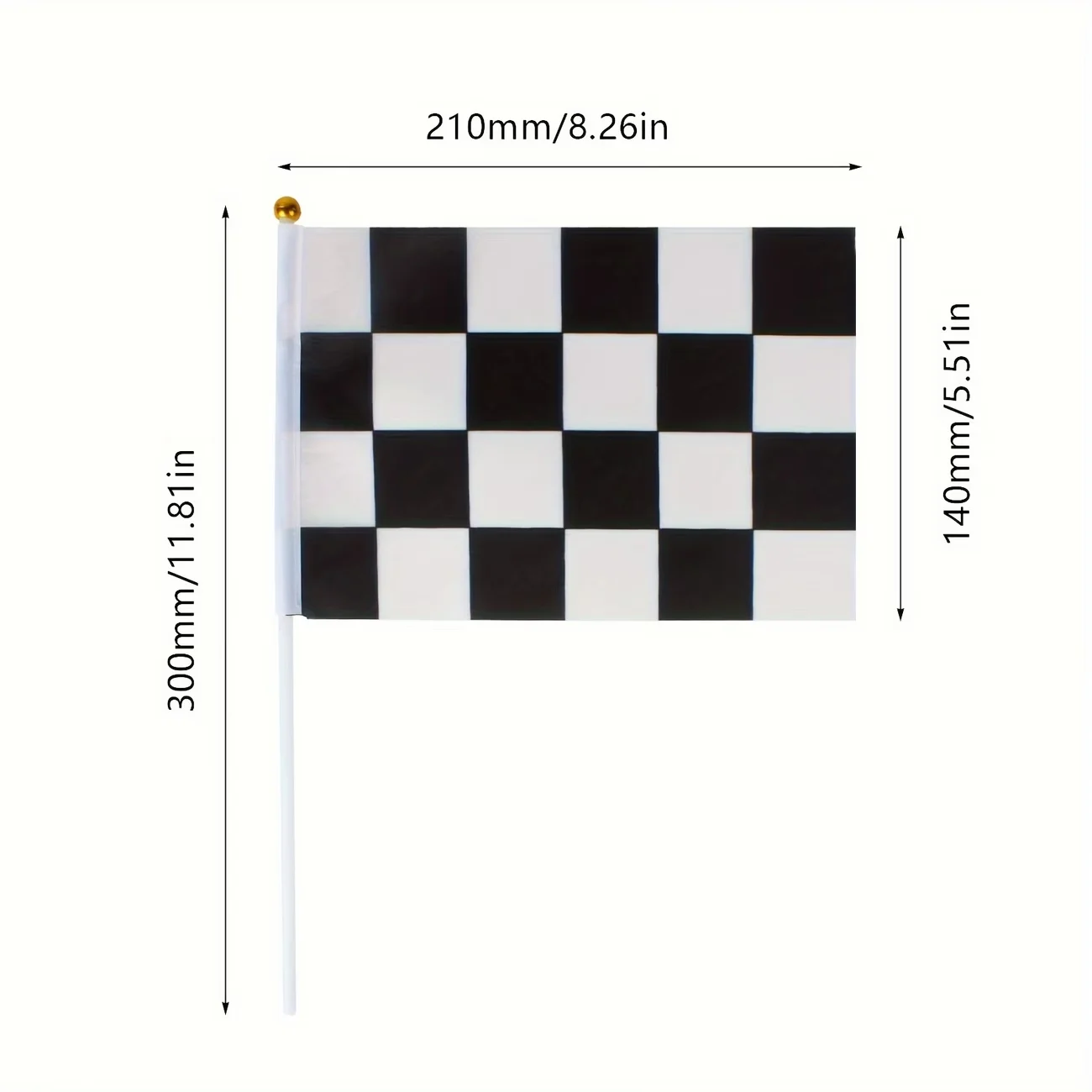 10Pcs Black White Checkered Racing Flags, Handheld Check Flags for Race Decor, Sports Events, Football Cheerleading