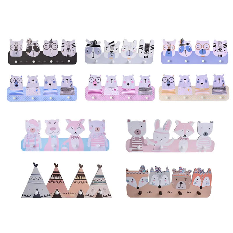 Cartoon Kitten Hook Self Adhesive Dormitory Bedroom Door Hangers Hooks Key Umbrella Towel Cap Coat Rack Wall Decoration Rack