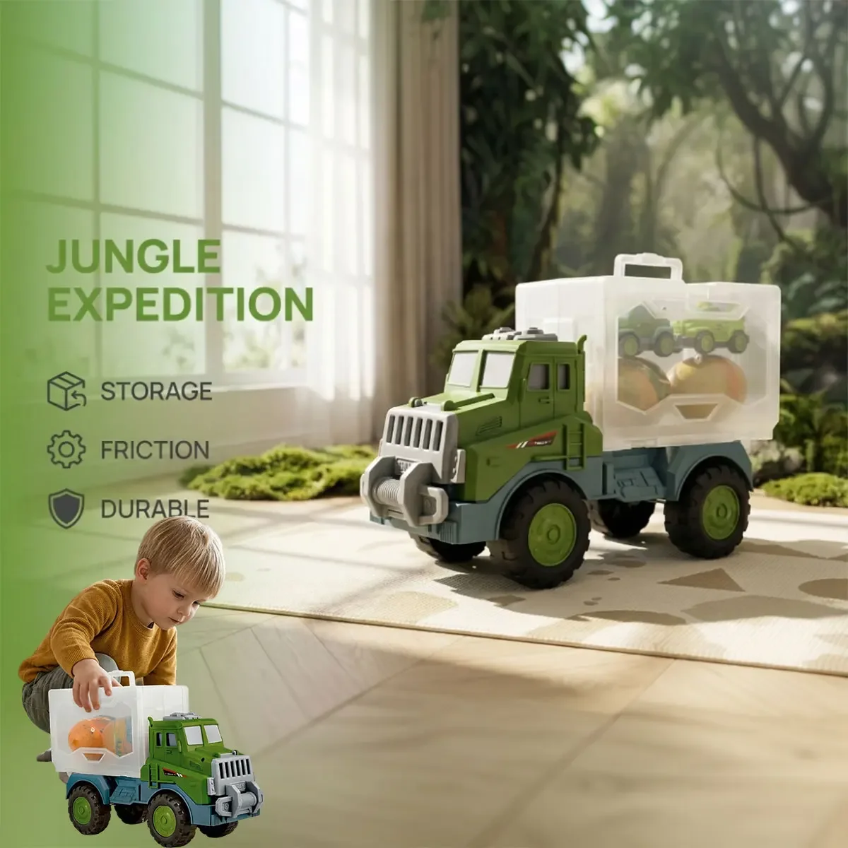 

Грузовик-транспортер для динозавров, детская игрушка-контейнер с маленькими яйцами/машинка-динозавр, съемный игровой набор для мальчиков, подарок на день рождения