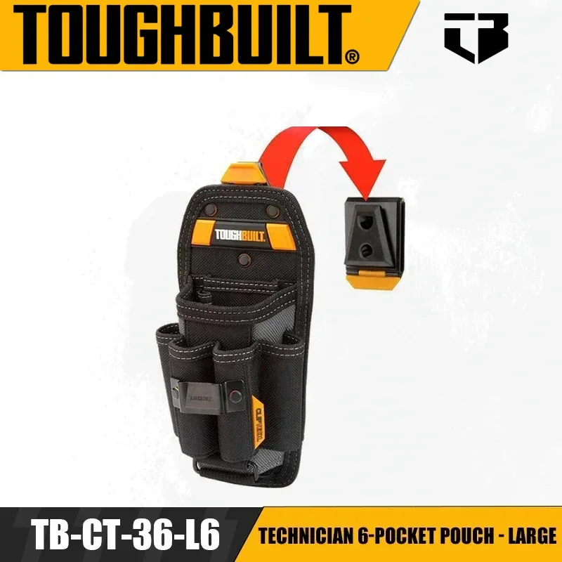 

TOUGHBUILT TB-CT-36-L6 Technician 6-Pocket Pouch - Large Multi-functional Tool Bag with 6 Pockets Power Tool Accessories