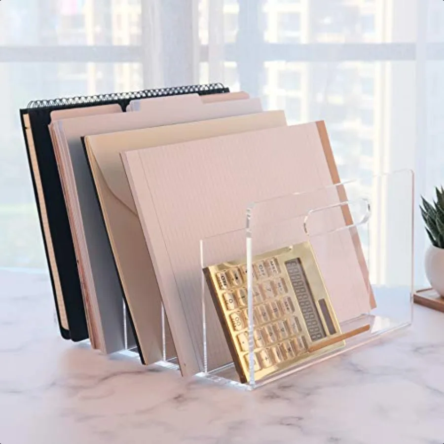 Акриловый сортировщик файлов, настольный коллектор файлов, офисный органайзер для файлов, прозрачный 11,4 x 6,7 x 10
