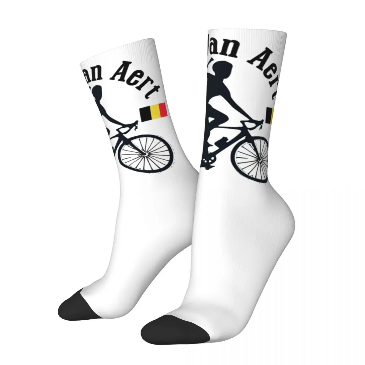 Men's Wout Van Aert Cycling Logo Socks Super Soft Casual Belgium Flag Socks Harajuku Accessories Middle Tube Stockings