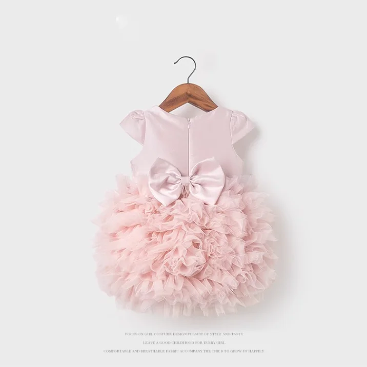 

Фирменное новое платье высшего качества для маленьких девочек на день рождения, милые многослойные платья с бантом, детская летняя одежда, Vestidos