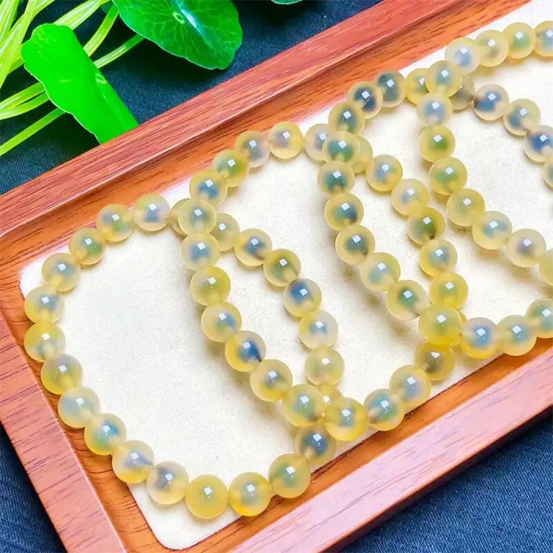 Natural Yellow Candy Agate Bracelet Fortune Energy Bangle Mineral String Woman Amulet Jewelry Healing Gift 1pcs 8/10MM