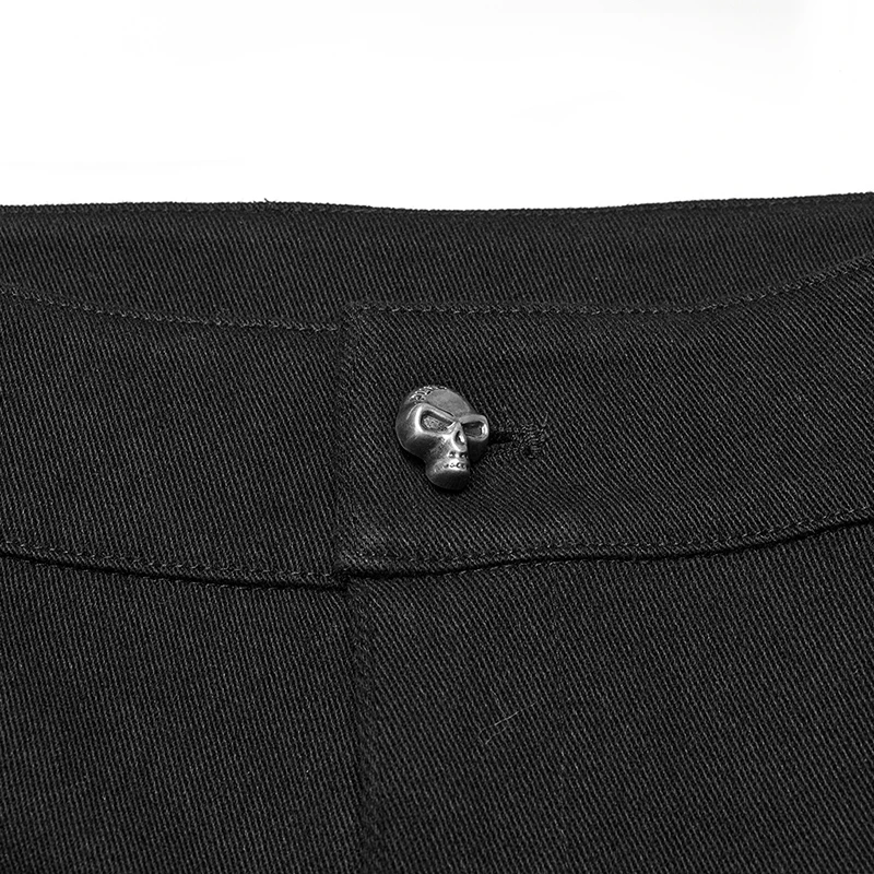 PUNK RAVE Men's Punk Twill Woven Wrinkled Faux Leather Shorts 3D Oversized Pockets Visual Impact Cool Casual Trousers