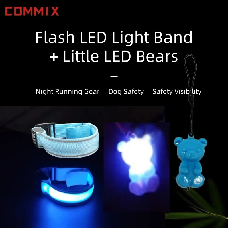 

【COMMIX】Blue Flash LED Band + Blinky Set: For Night Running/Dog Walking,Outdoor Sports Safety Gear,Enhanced Night Visibility