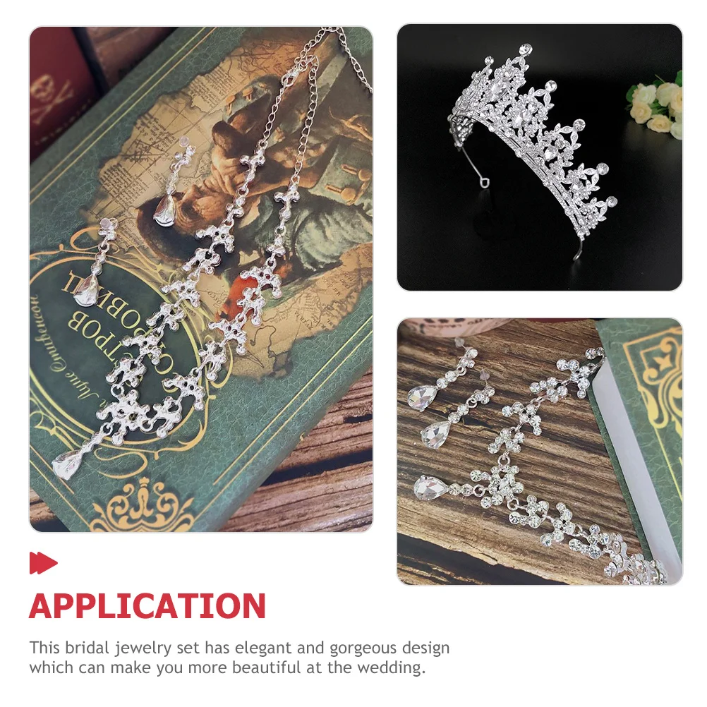 

1Set Bridal Wedding Jewelry Tiara Necklace Earrings Elegant Accessories for Bride Party Banquet Wedding Jewelry for Bride