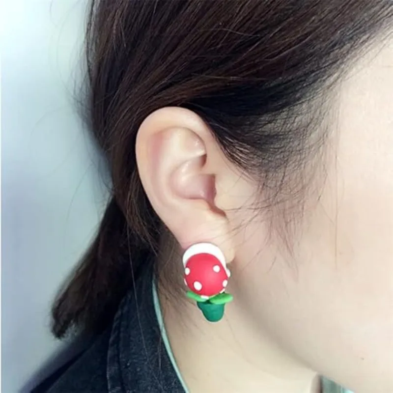 Super Mario Earrings Piranha Plant Funny Anime Creative Game Dangle Jewelry Women Girls Fashion Cute Cartoon Charms Earrings view 5