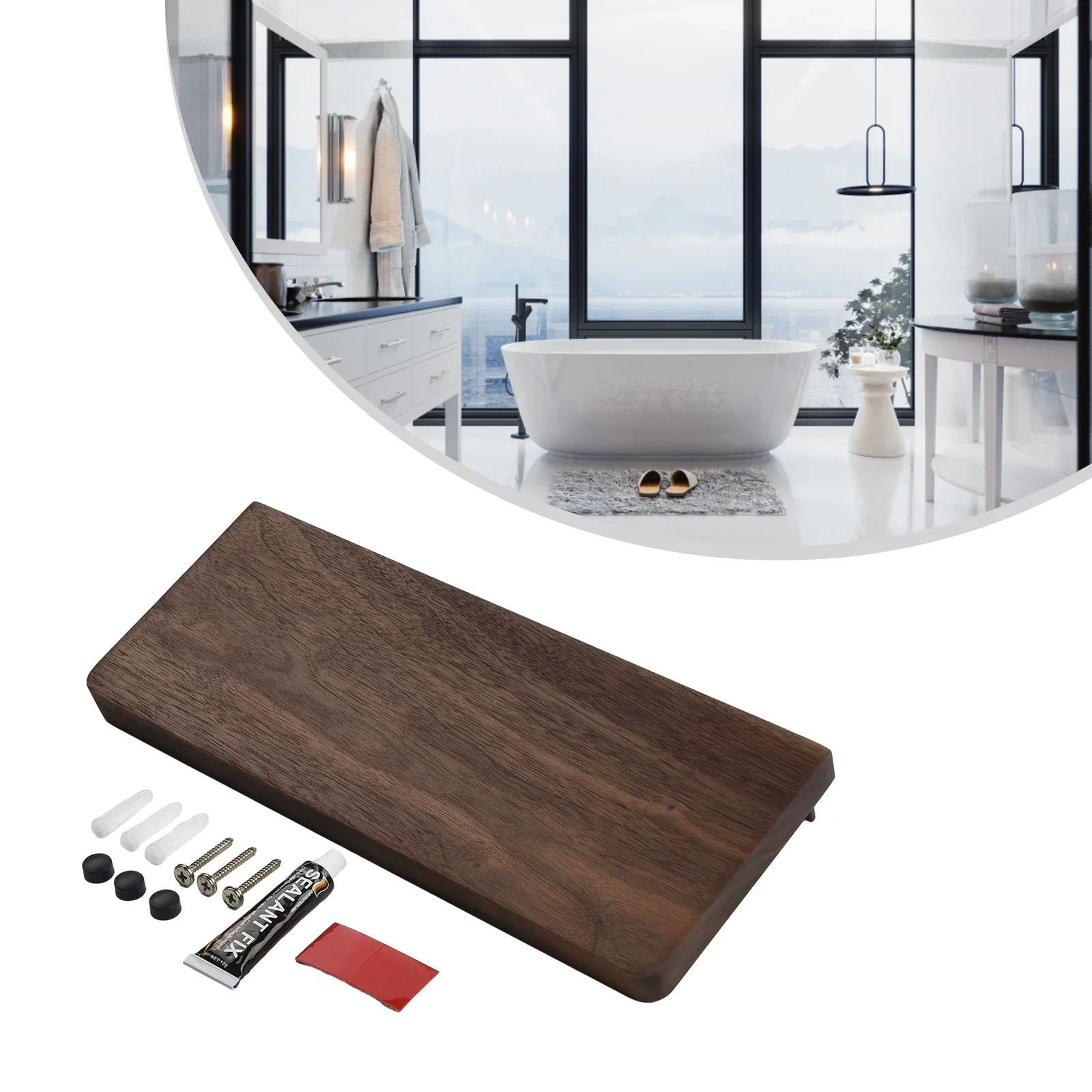 

Walnut wood shelf with mirror front Create a beautiful display of your favorite items with this wall mounted storage rack