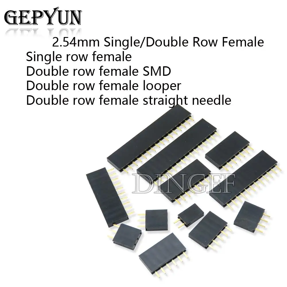 

10PCS 2.54MM Pitch single row female Double row female SMD / looper / straight needle Connector 2P 3P 4P 5P 6P 7P 8P 40P 2 ~ 40P