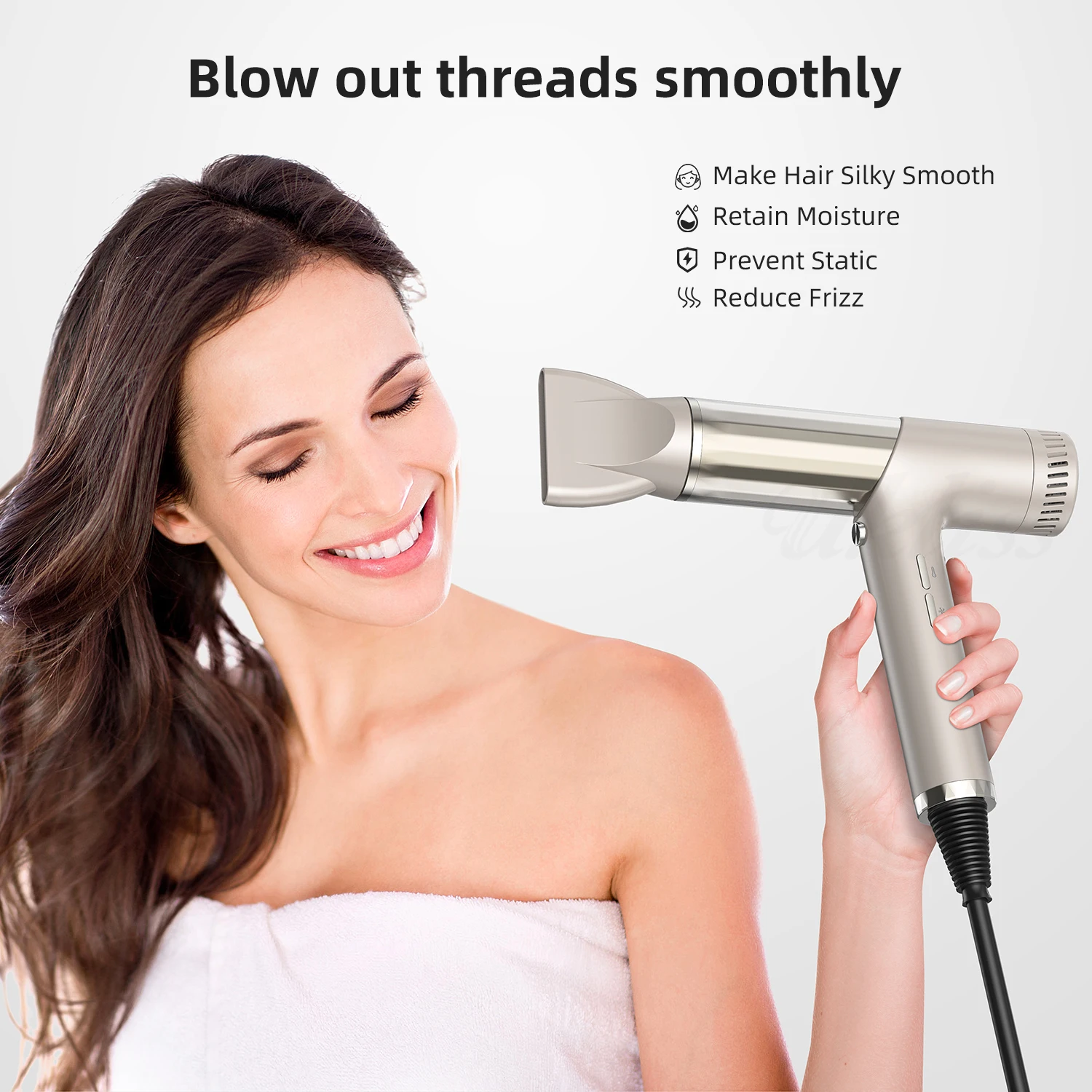 Hair Dryer with Diffuser Ionic Blow Dryer High-Speed Brushless Hairdryer Low Noise Air Blower 5 In 1 Hair Styler Curling Wand