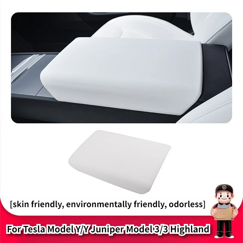 

For Tesla Model 3 Model Y Juniper 2025 Central Console Armrest Cover TPE Wear-Resistant Armrest Box Protector Car Accessories