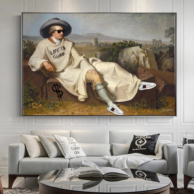 Famous Painting Goethe in the Roman Campagna Canvas Prints Funny Wall Art Vintage Decoration Picture For Interior Room Decor