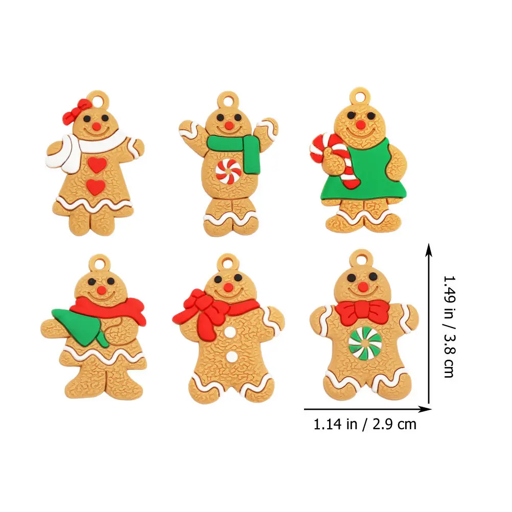 10pcs Gingerbread Man Ornaments for Christmas Tree, Xmas Hanging Decor, Festive Party Decoration