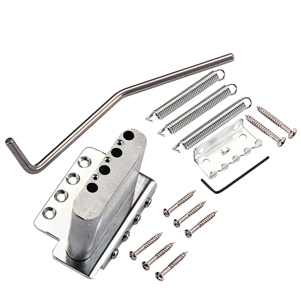 

4 String Metal Saddle Bridge Tremolo Strain Plate Bridge Durable Guitar Parts Replacement Silver Musical Instrument Replacement