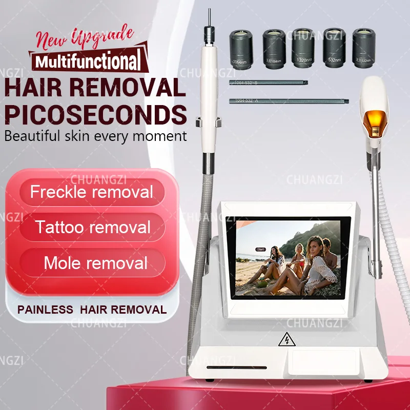 

Diode Laser Picosecond Hair Removal 2-in-1 Machine New Upgrade Remove Tattoo Pigment Permanent Hair Removal Ultra High Energy