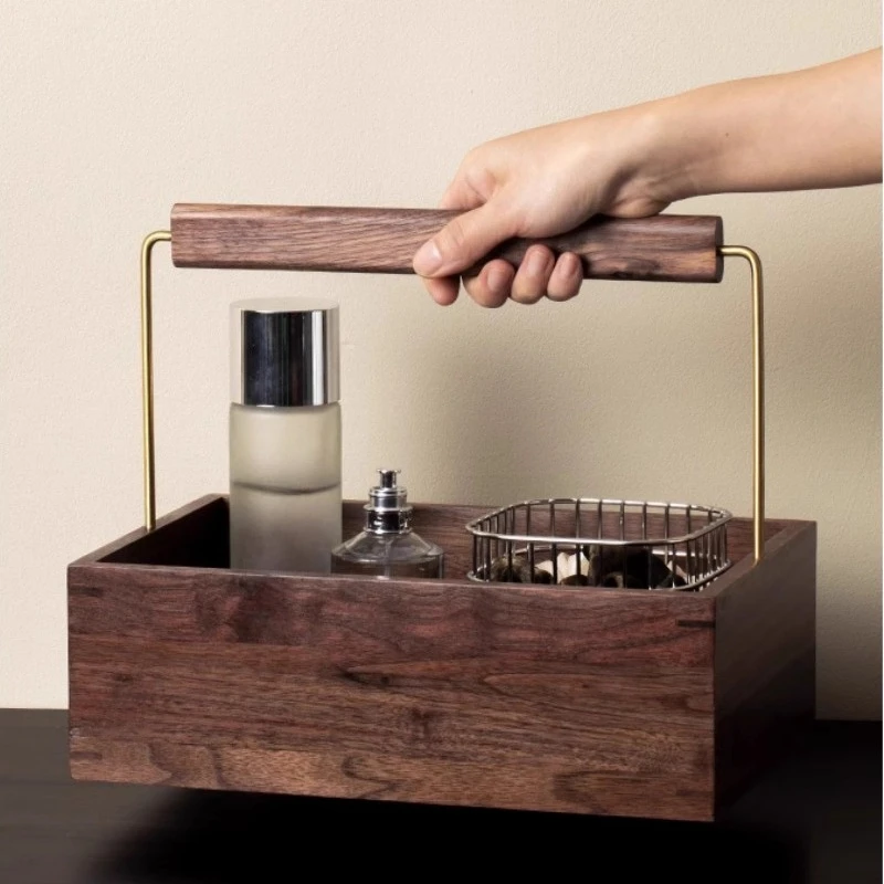 

Walnut Wood Cosmetic Organizer Luxury Vanity Tray for Perfumes Multi-Tier Makeup Storage Box Elegant Dresser Top Display Stand