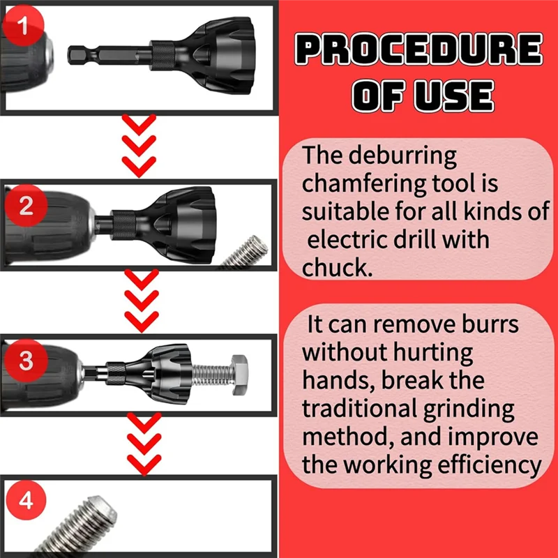 【Hot Selling】Deburring Tool For Metal, Hex Shank Thread Repair Tool And Chamfer Tool, Fits For 1/8-3/4In(3Mm-19Mm),Kinds Ofmater