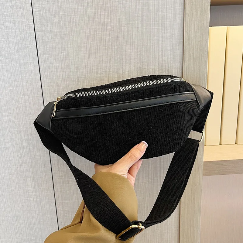 Corduroy Women\'s Waist Bag Small Canvas Ladies Shoulder Crossbody Bags for Women 2023 Fanny Pack Fashion Phone Female Chest Bag