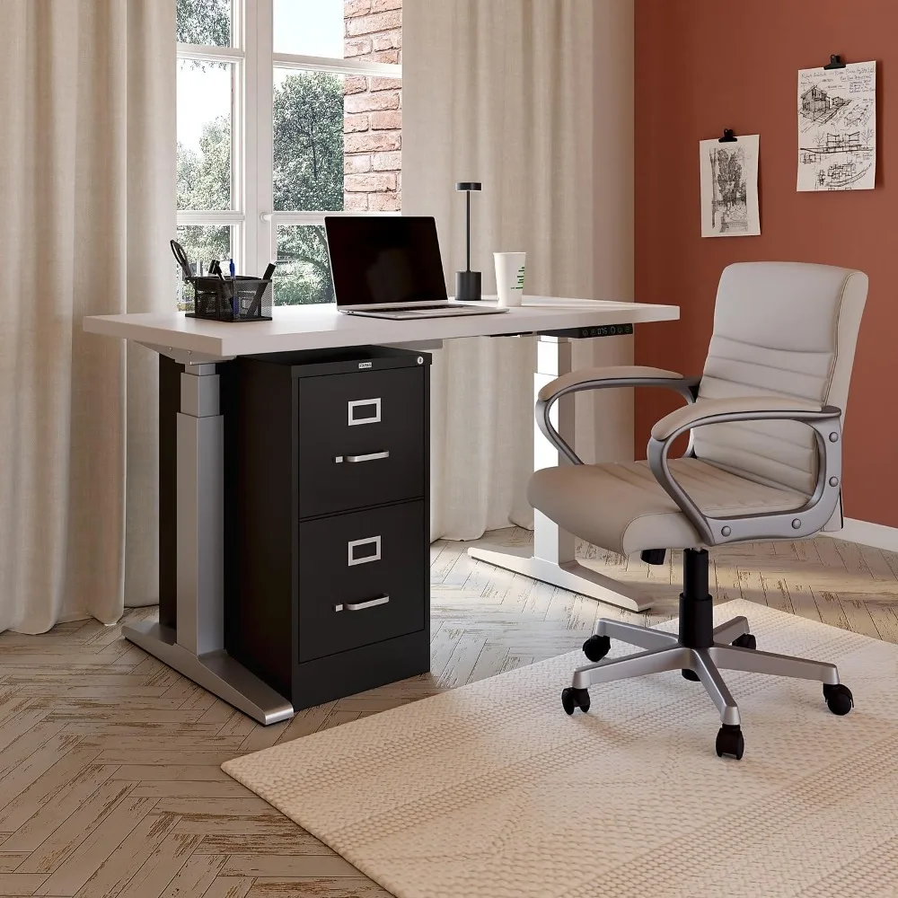 Vertical 2-Drawer Letter Size File Cabinet Lockable Storage Cabinet Black 24.4D x 14.9W x 27.95H for Office Documents