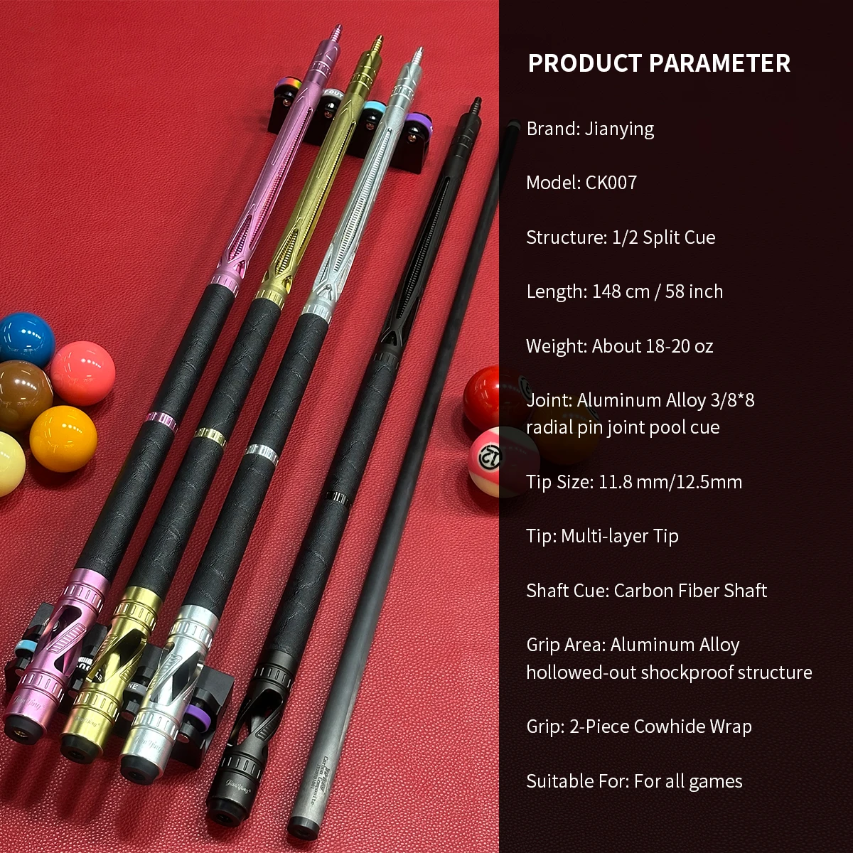 Jianying -Yfen 19-21oz Carbon Fiber Aluminum Alloy Billiard Cues