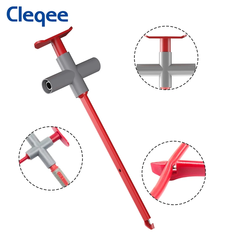 Cleqee P5010 2PCS Insulated Test Hook Clip Non-Destructive Puncture Probe Built-in Spring Compatiable with 4mm Banana Plug