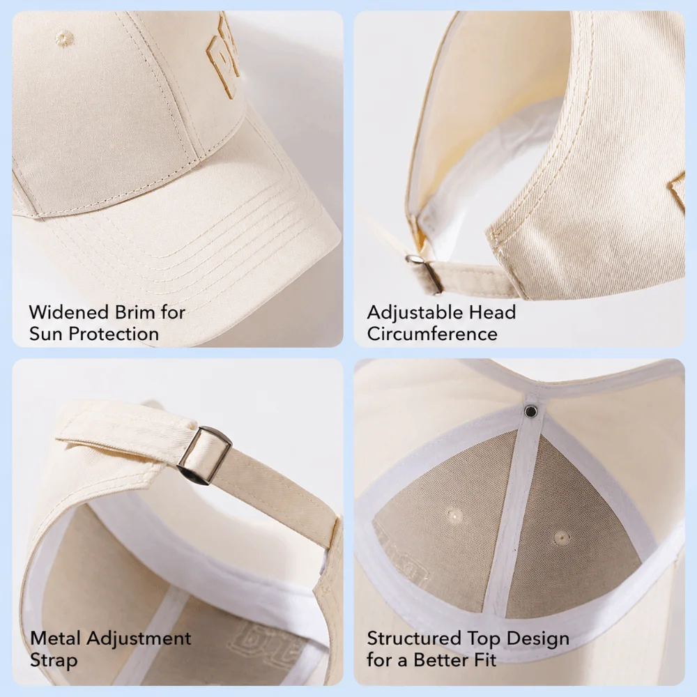 Fashion PEACE Embroidery Ponytail Baseball Cap Adjustable Hollow Top Hollow Back Hat Curved Brim Messy Bun Hat Sun Protection