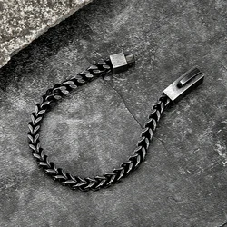 Male vintage Cuban bracelet Men's fashion stainless steel cufflink Handmade Hand chain jewelry For brother Boy Trend Punk Gifts