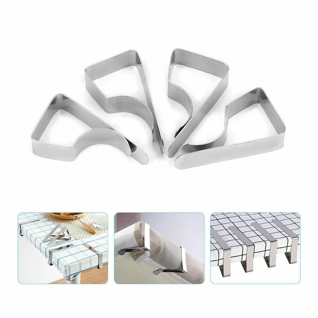 8Pcs Stainless Steel Tablecloth Clamps Table Cloth Clips Holder Clip For Party Wedding Table Cover Clamps Decorative