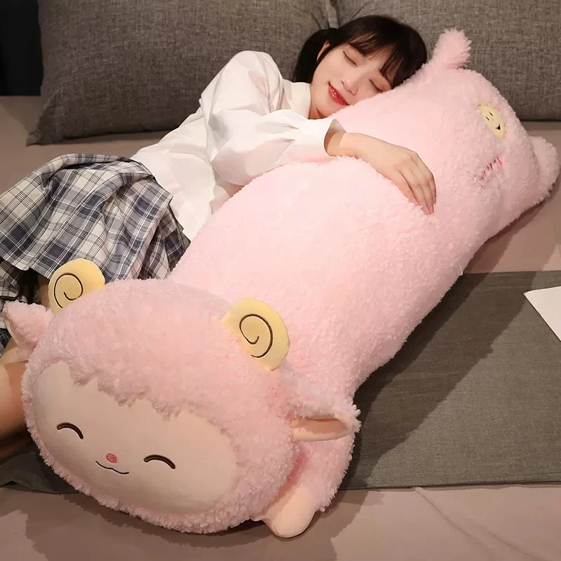 

Giant Soft Alpaca Plush Toy Doll Long Girl Sleeping Pillow Pink Little Sheep Doll Gift Decoration 55inch 140cm DY10165