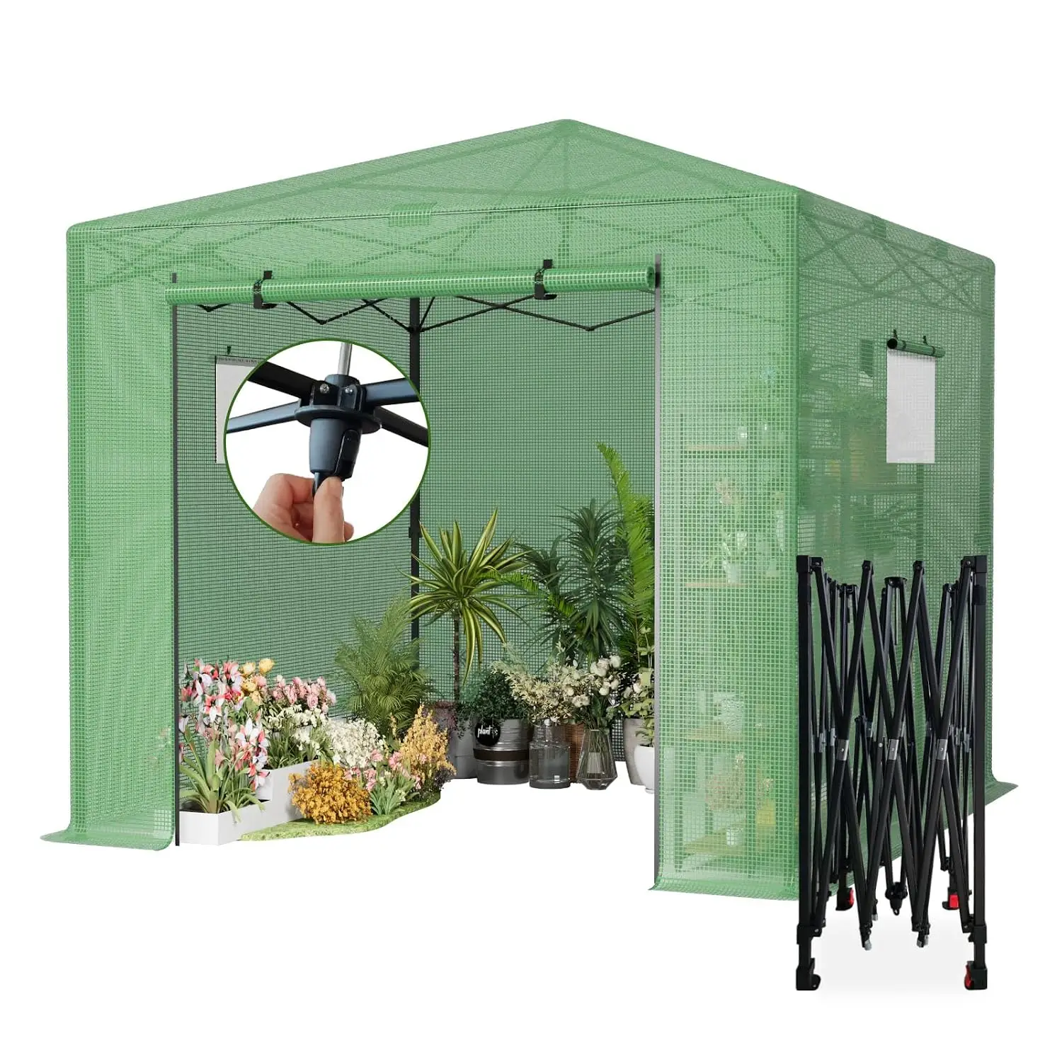 10x10 FT Pop Up Greenhouse Walk-in PE Cover Outdoor Garden Plant Growing Shelter, Customized