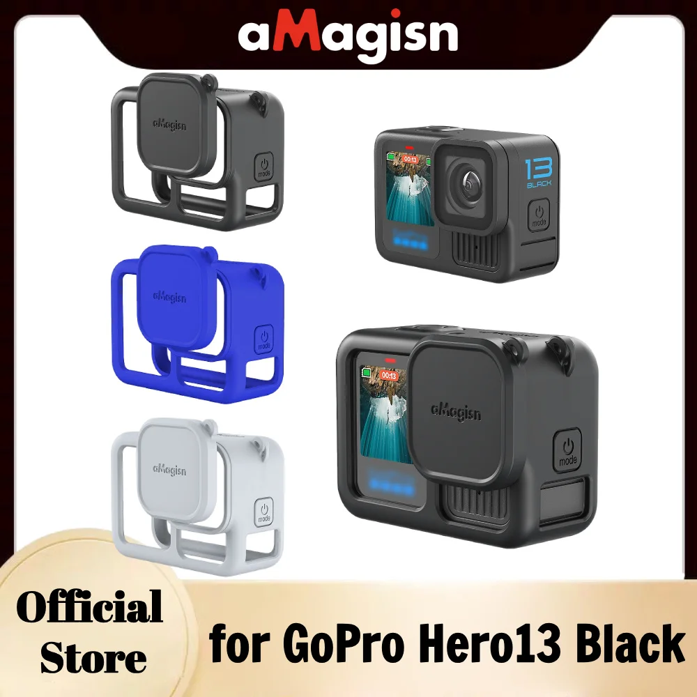 

aMagisn Silicone Sleeve + Lens Cap,with Lanyard,Durable Protection Cover Non-Slip Protective Case for GoPro Hero13 Black