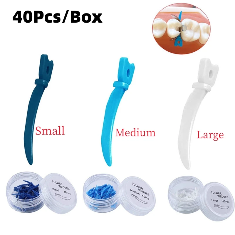 

40Pcs/box Dental Wedge Plastic Tulwar Wedges Disposable Tooth Gap Sectional Matrix Refill Wedge With Hole Dentistry Materials