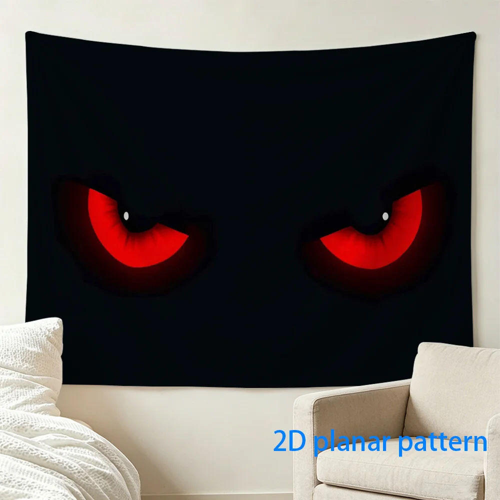 Scary Red Eyes Tapestry, Evil Glow Wall Hanging, Halloween Horror Decor, Dark Gothic Aesthetic Background Cloth for Bedroom