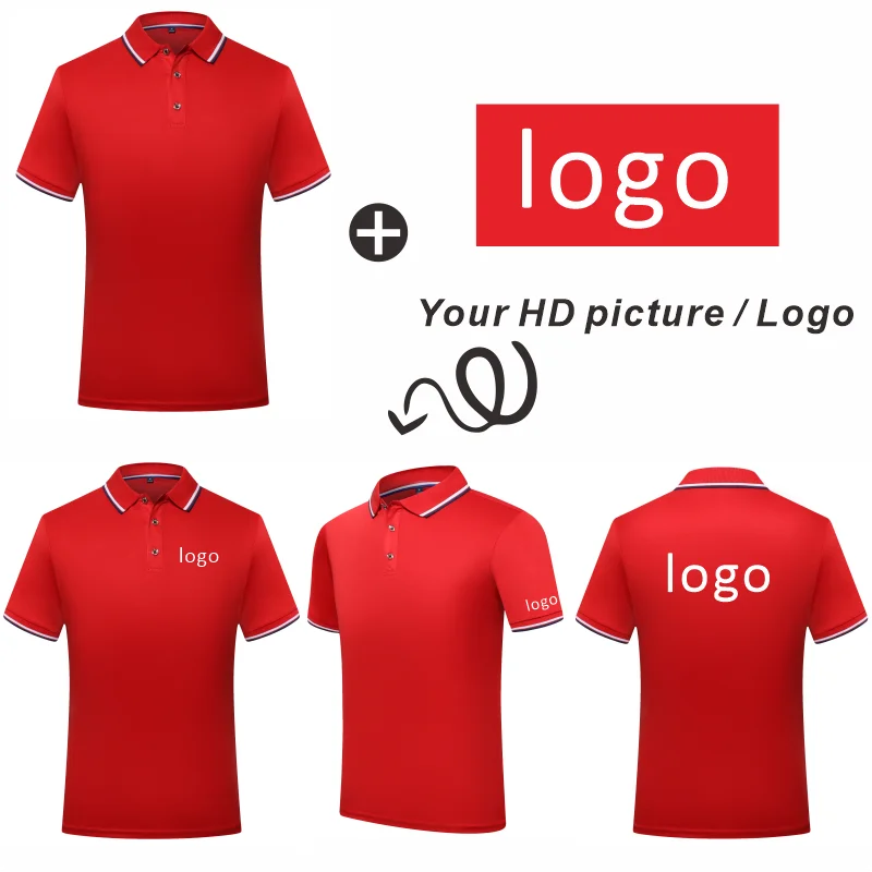 Ice Cool Sky Silk Short Sleeve Polo Shirt Printed Fashion Top Shirt Customized Logo Summer Casual Wear DIY