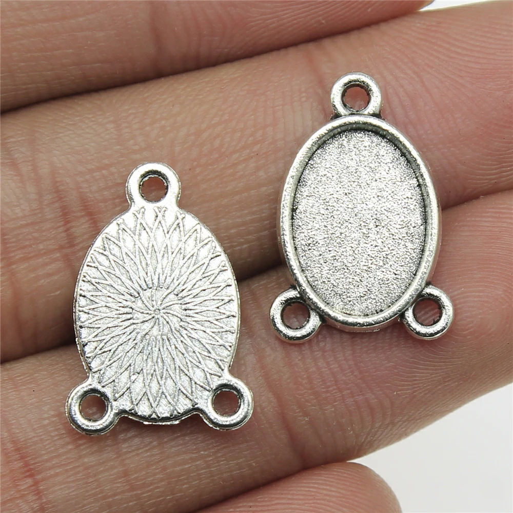 Fit 30x40mm 20x30mm 18x25mm 13x18mm 10x14mm 8x10mm Oval 3 Holes Connector Style Pendant Base For Jewelry Making