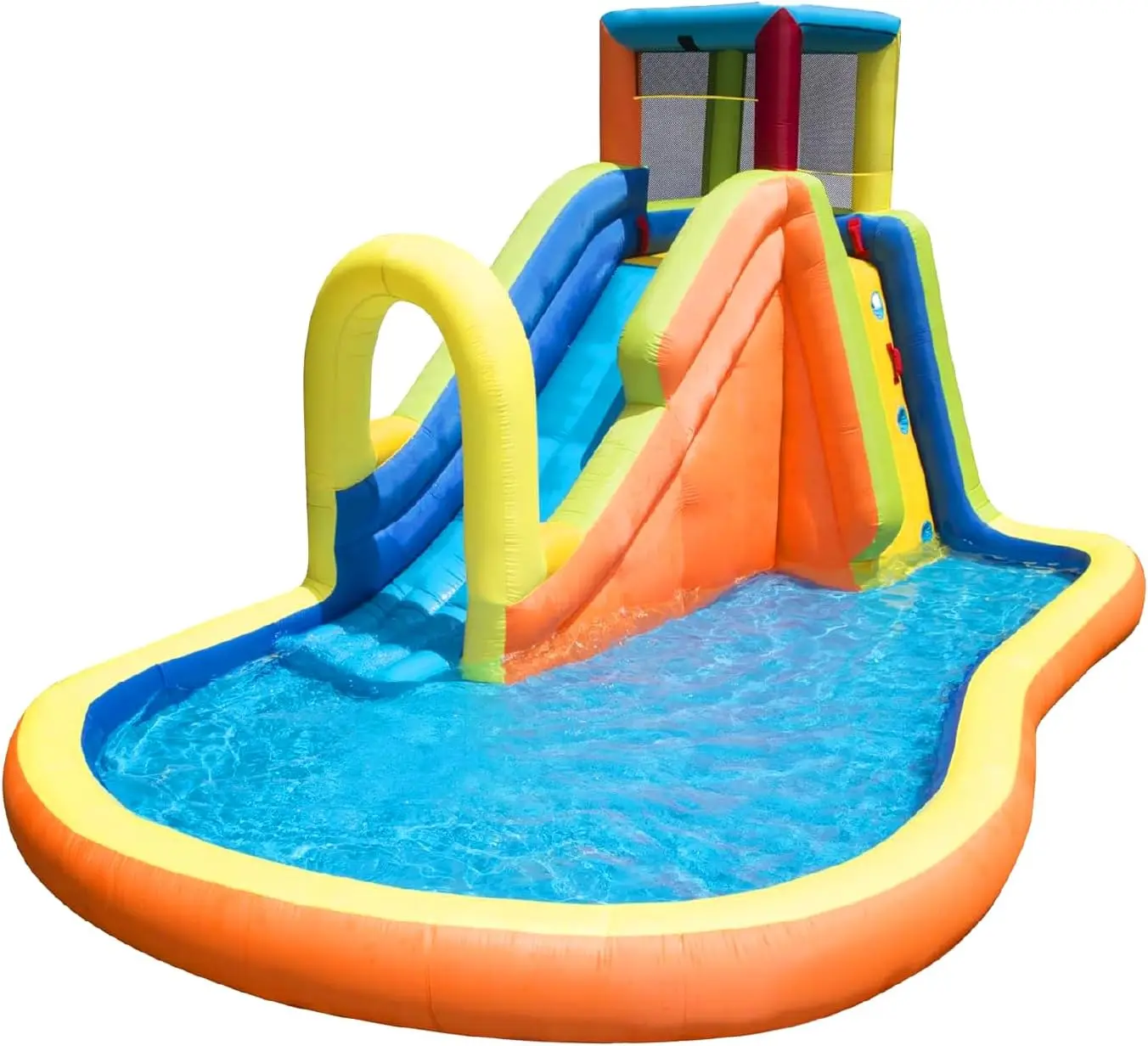 

Bash Party Slide Inflatable Water Park with Climbing Wall, Sprinkler, and Splash Pool