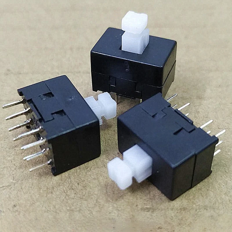 10Pcs DC30V/0.1A Multifunctional Mini Switch Double Row 12 pins self-locking 8.5x8.5x13mm Square Heah 13*8.5*18 with lock switch