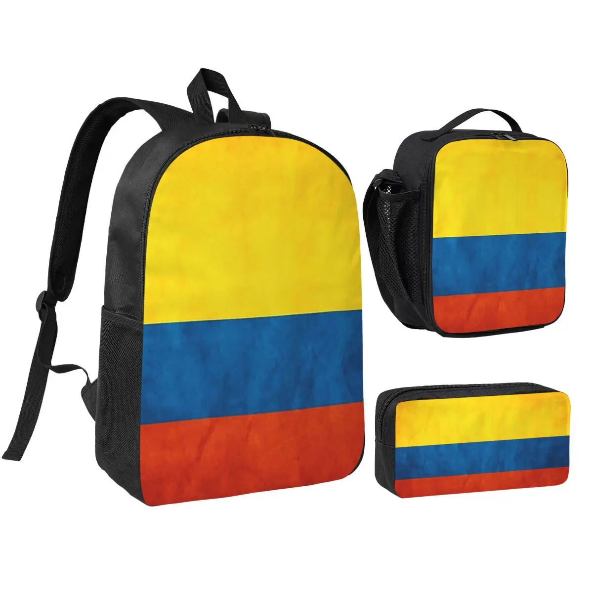 

Colombia Colombian Flag National Flag Backpack Student BookBag School Bag Shoulder Bags 3ps Insulated Lunch Bag Pencil Case