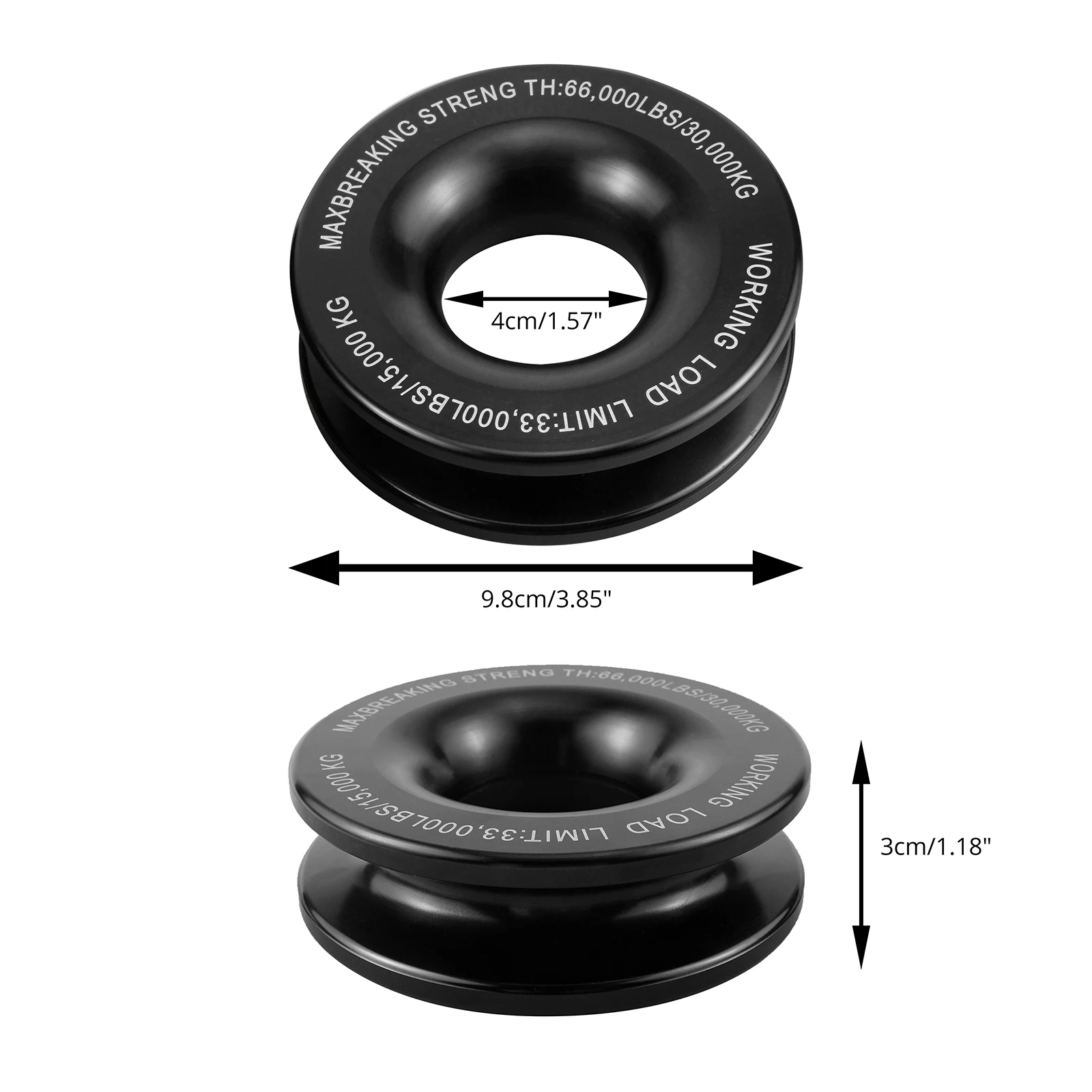 BEVINSEE Recovery Pulley Ring 30000 kg for Soft Shackle With 1/2