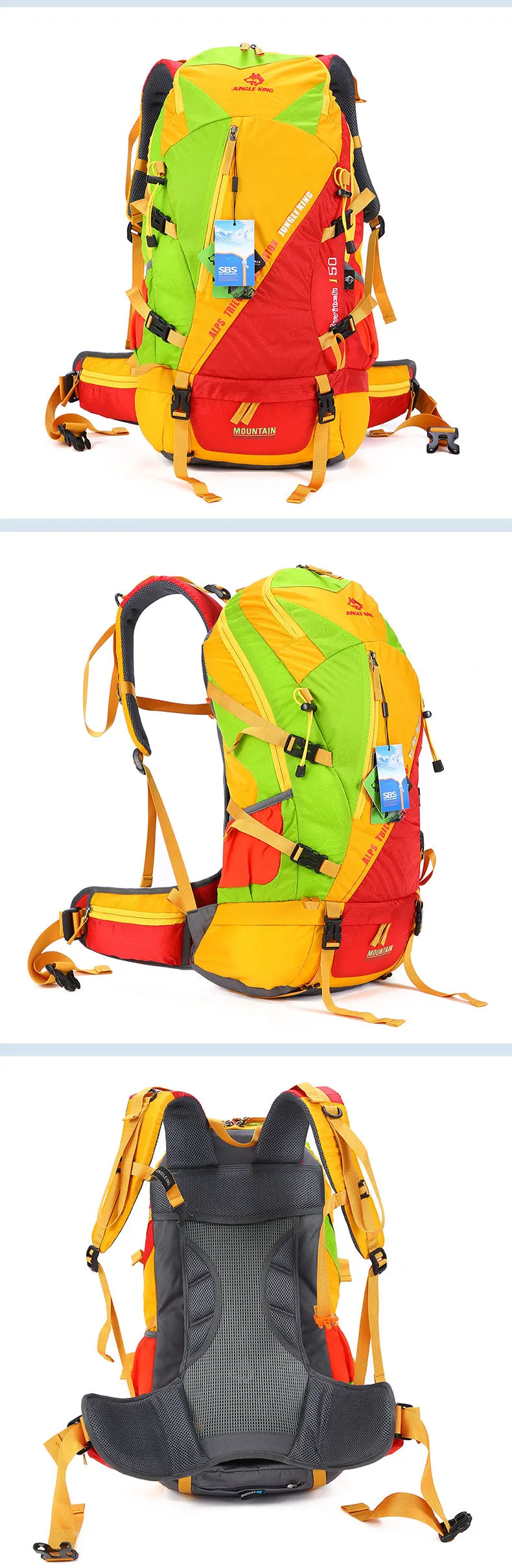 50L Wasserdichter Reiserucksack für Damen, Camping-, Wander-, Laptop-Tagesrucksack, Trekking- und Kletterrucksack für Herren, Wanderzubehör – Detail 23
