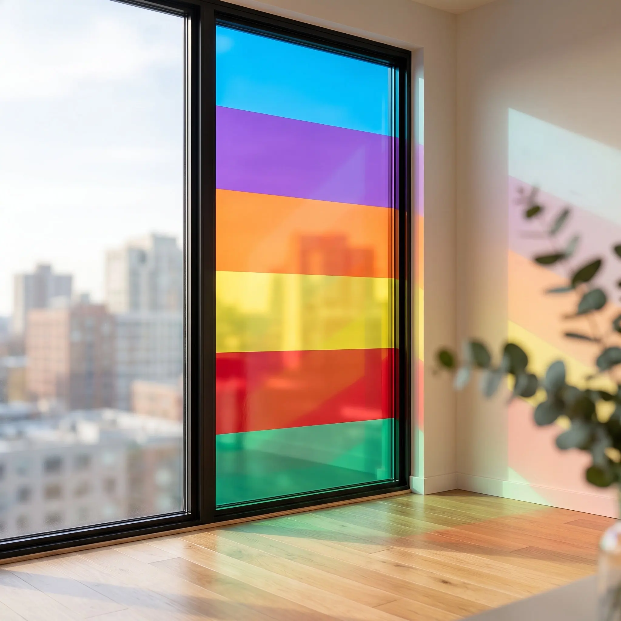 6 Rolls Colorful Transparent Window Film Peel Stick Privacy Protection Iridescent Decorative Film for Glass Windows Home Office