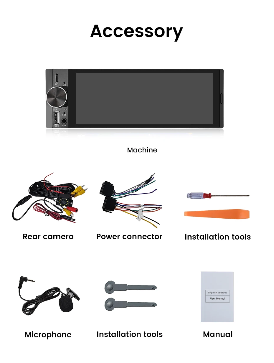 Junsun 6,86" Kabelloses Carplay Android Auto Universal 1 Din MP5 Autoradio 1280*600 IPS Touchscreen Stereo Zentrale – Detail 18