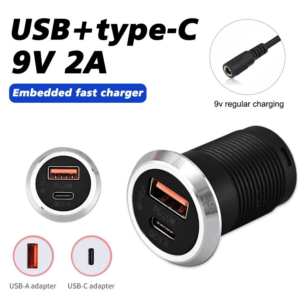 شاحن مدمج لسطح المكتب 9 فولت 2 أمبير USB إلى USB من النوع C مقبس مزدوج كابل شحن مخفي موصل أثاث مكتب طاولة شاي أريكة #2