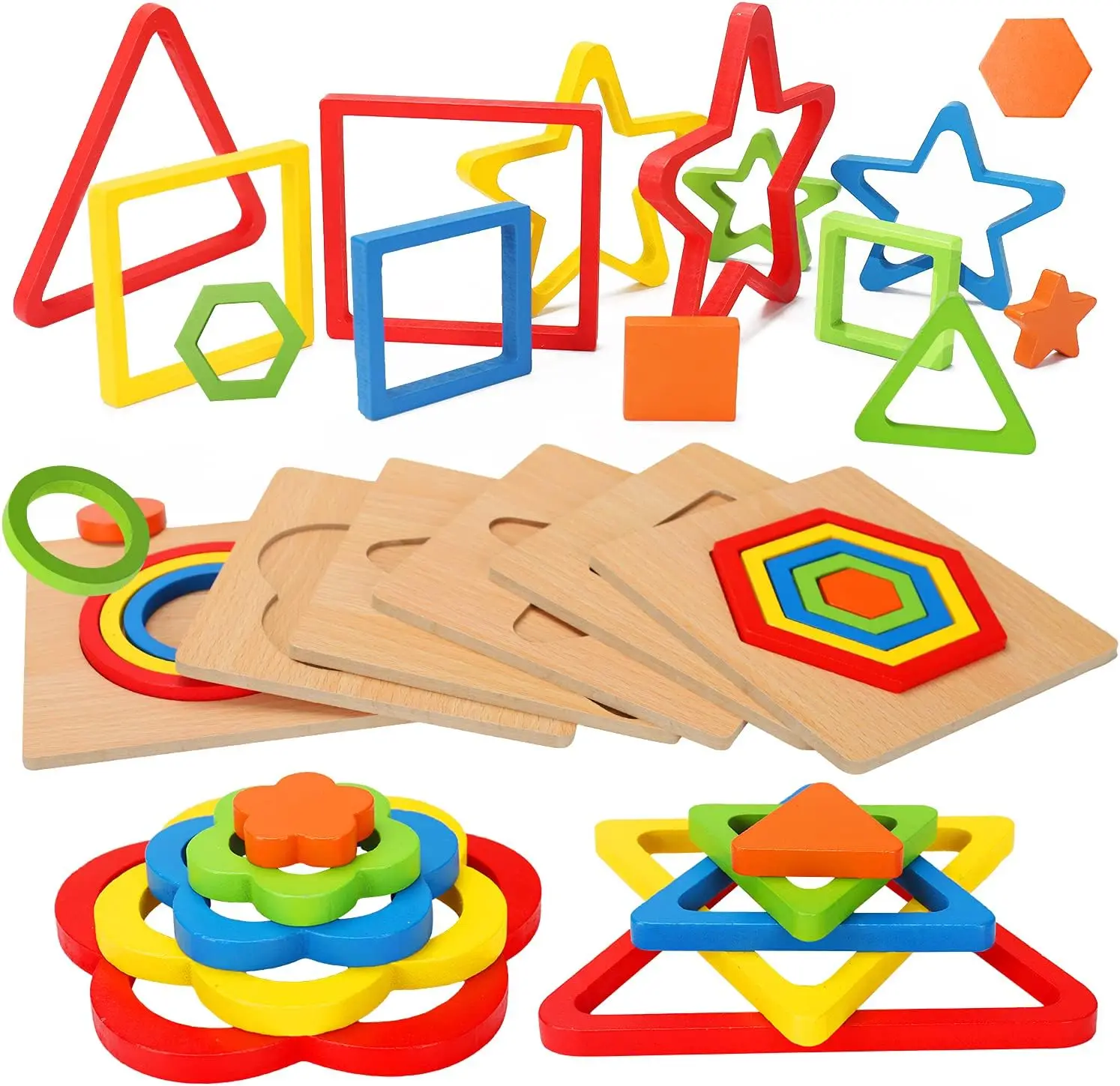 Stapeln Puzzle Spiel blöcke Lernspiel zeug für Kinder Montessori Holzform Sortieren Puzzle sensorische Spielzeuge Entwicklung 1 2 3 4 y