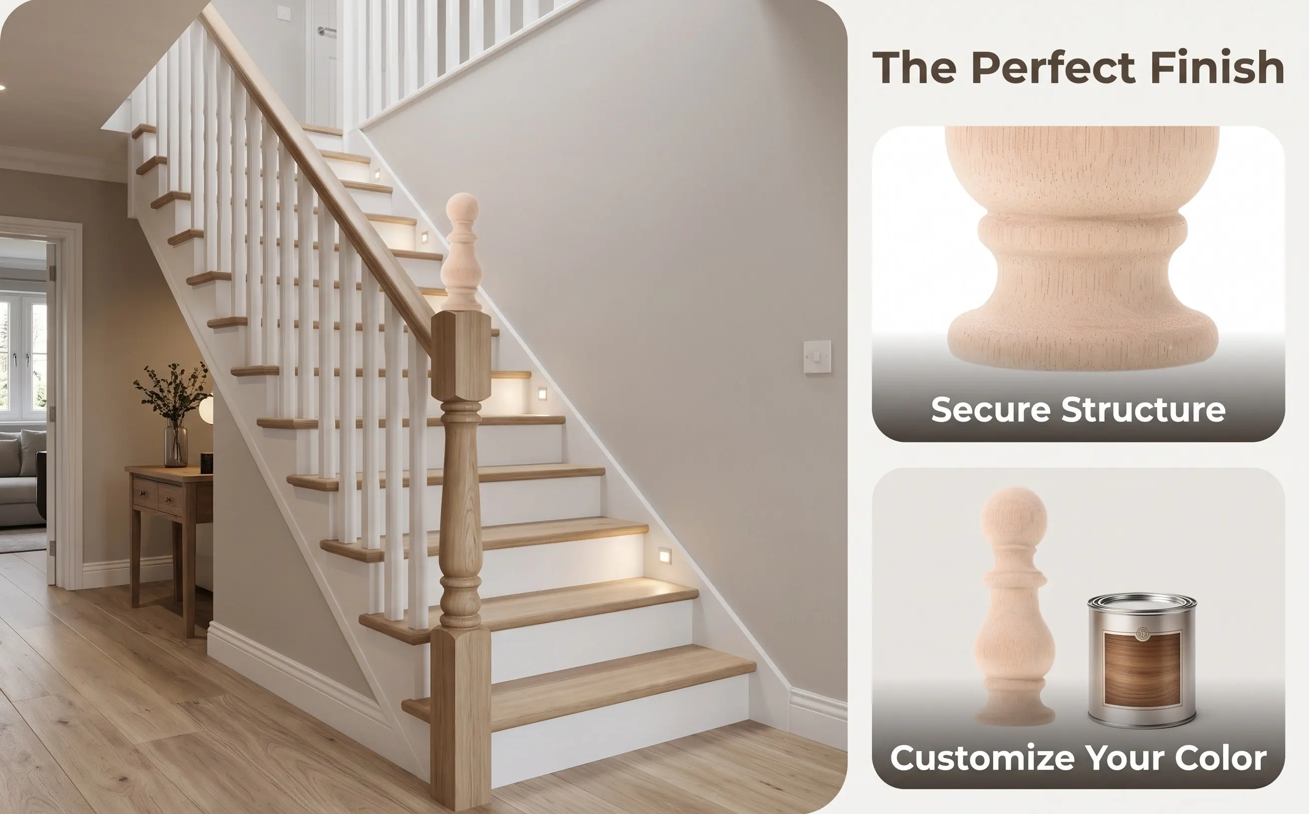 Wooden Post Finials Victorian Unfinished Decorative Ball Pointed Cap Knobs for Porch Deck Railings Staircase Newel Tops
