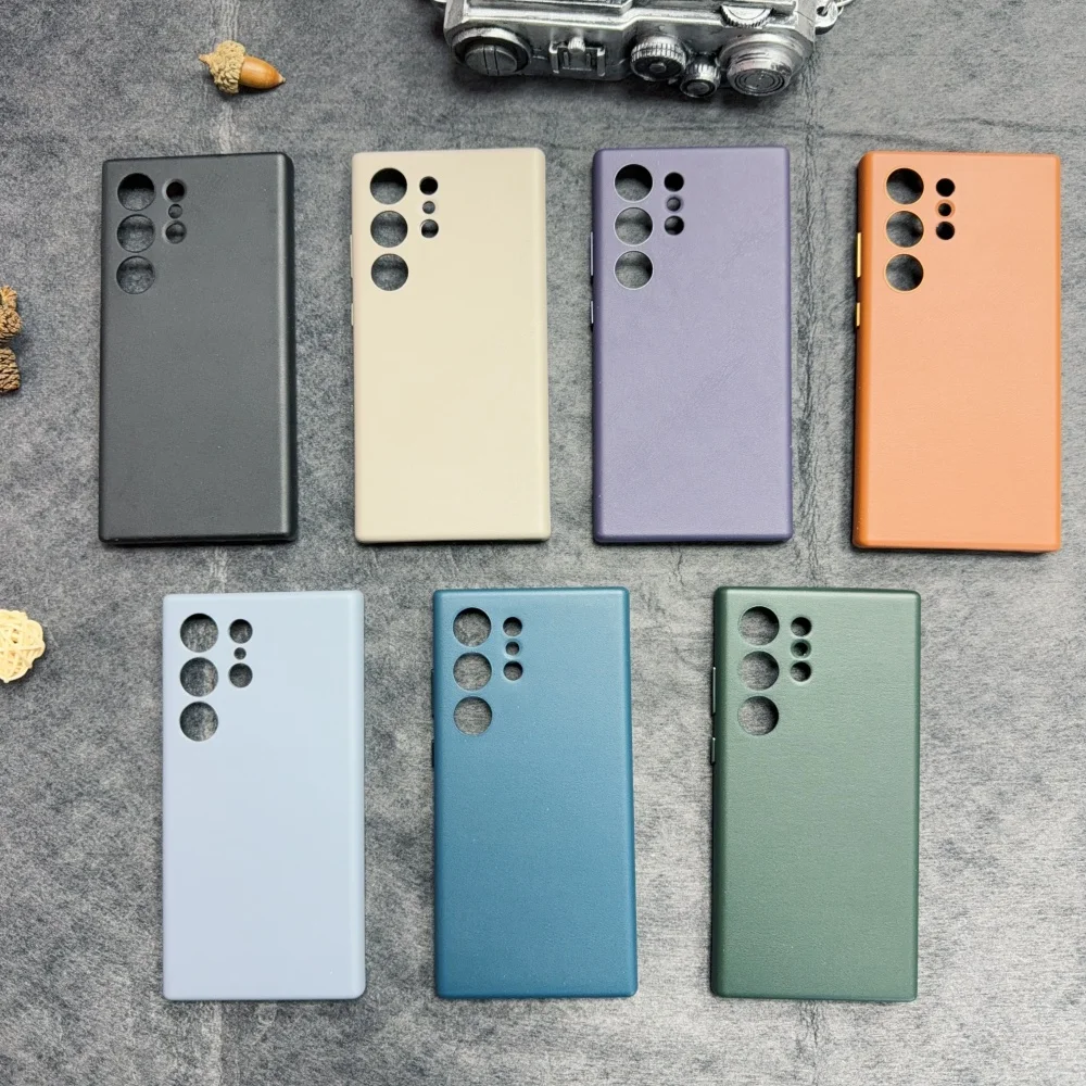 Genuinely Crafted Vegan Leather Case For Samsung Galaxy S24 Ultra S24+ Plus S23 Ultra S22 Ultra Back Cover Plain Korean Business