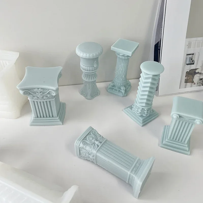 Roman Column Silicone Mold DIY Ornaments Home Decoration Micro Landscape Candle Mold